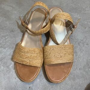 Stuart Weitzman woven espadrille wedge sandals size 10